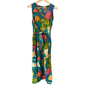 Vintage Rabbit Designs Womens Rayon Dress Sz 10 Mod Print Sleeveless